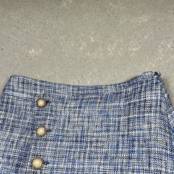 Anthropologie Maeve Skirt Womens Size 8 Blue Plaid Tweed A-Line Mini Skirt - Picture 2 of 10